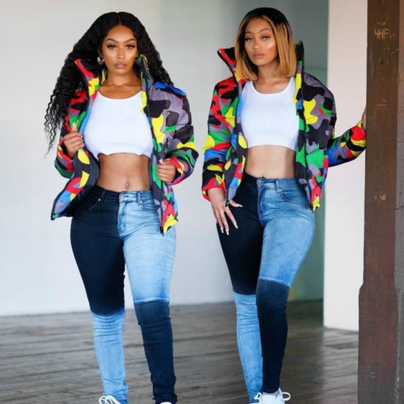 Unisex Camo Print Zipper Winter Parka Down Jack - Picture 5 of 8